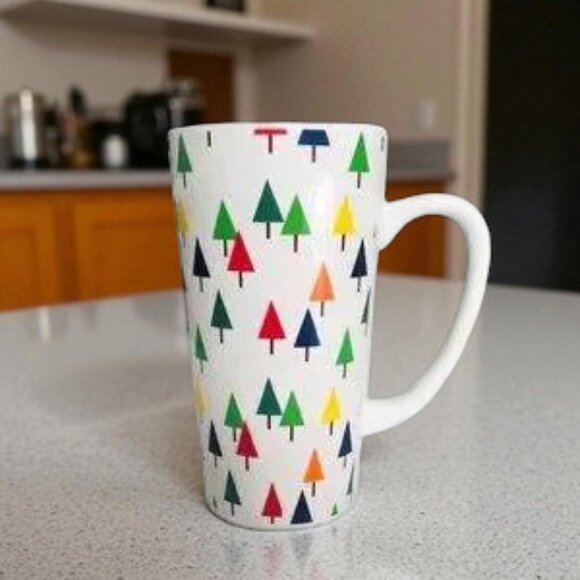 SCM Home Tall Multicolored Trees Latte Mug 16oz - Picture 1 of 6